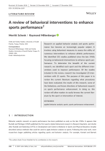 Schenck & Miltenberger (2019) A review of behavioral interventions to enhance sport performance