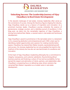 Unlocking Success The Leadership Journey of Vijay Chaudhary in Real Estate Development