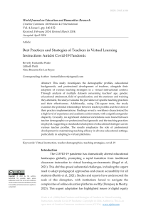 Best Practices and Strategies of Teachers in Virtual Learning Instructions Amidst Covid-19 Pandemic