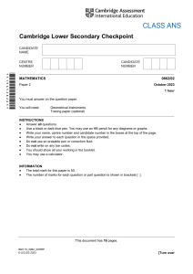  QP Y9 Maths Checkpt Oct 2023 P2 0862 02 O N 23