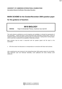 November 2009 (v2) MS - Paper 3 CIE Biology IGCSE