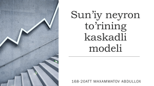 Suniy neyron to'rining kaskadli modeli