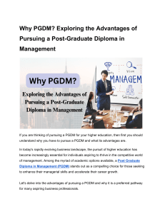 Why PGDM  Exploring the Advantages of Pursuing a Post-Graduate Diploma in Management