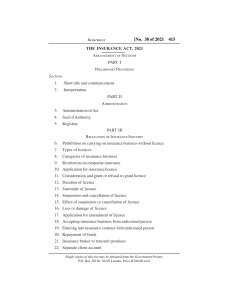 Act No. 38 OF 2021, THE INSURANCE ACTpdf 0