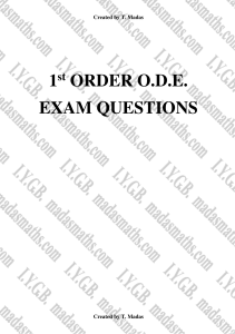 1st order differential equations exam questions