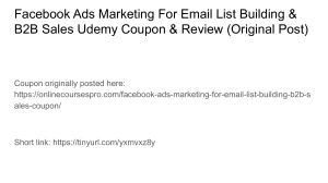 Facebook Ads Marketing For Email List Building & B2B Sales Udemy Discount & Review (Slide)-1