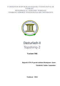 Dasturlash-II topshiriq-2 variant-8