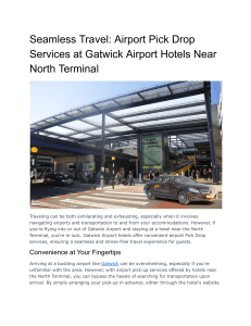 Seamless Travel  Airport Pick Drop Services at Gatwick Airport Hotels Near North Terminal
