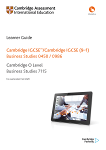 0450 Business Studies Learner Guide (for examination from 2020)