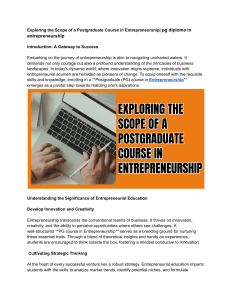 Exploring the Scope of a Postgraduate Course in Entrepreneurship  pg diploma in entrepreneurship