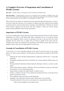 Cancellation of PSARA License