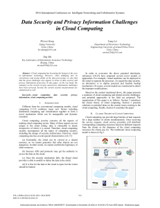 Data Security and Privacy Information Challenges in Cloud Computing