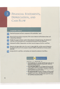 Chapter 3, Financial Statements, Depreciation, and Cash flow