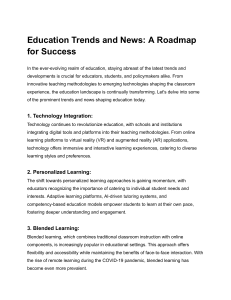 Education Trends and News  A Roadmap for Success