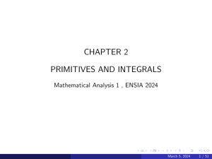 Primitives and Integrals: Mathematical Analysis