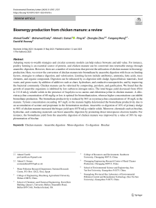 Tawfik et al. - 2023 - Bioenergy production from chicken manure a review
