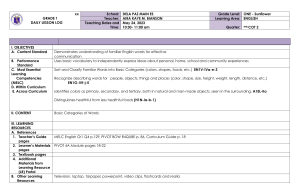 Grade 1 English: Sorting & Classifying Words Lesson Log