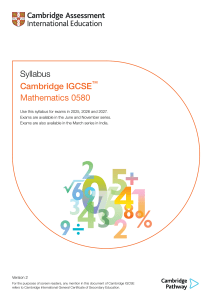 Cambridge IGCSE Mathematics 0580 Syllabus