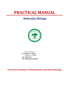 MOLECULAR BIOLOGY LAB Manuals   09-06-2023