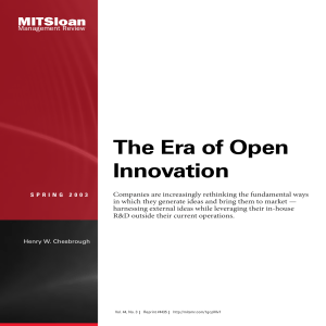 Chesbrough, H. W. (2003). The era of open innovation. MIT Sloan Management Review, 44(3), 35-42