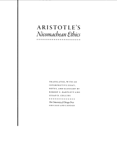 Aristotle's Nicomachean Ethics: Happiness, Virtue, Pleasure