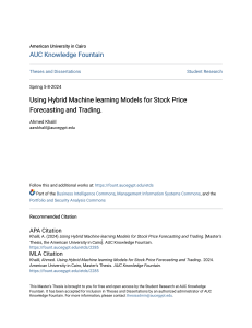 Using Hybrid Machine learning Models for Stock Price Forecasting