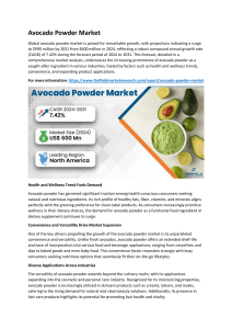 Avocado Powder Market Global Industry Growth, Trends and Forecast Analysis Report to 2030