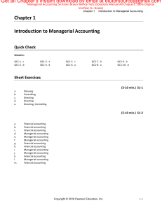 Solutions Manual For Managerial Accounting 5e Karen Braun Wendy Tietz