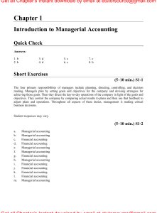 Solutions Manual for Managerial Accounting 5th Canadian Edition, 5e Karen Braun, Wendy Tietz, Louis Beaubien