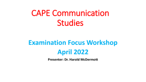 2022 CAPE Communication Studies Examination Focus Workshop