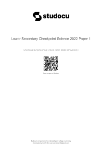 Lower Secondary Science Checkpoint 2022 Paper 1