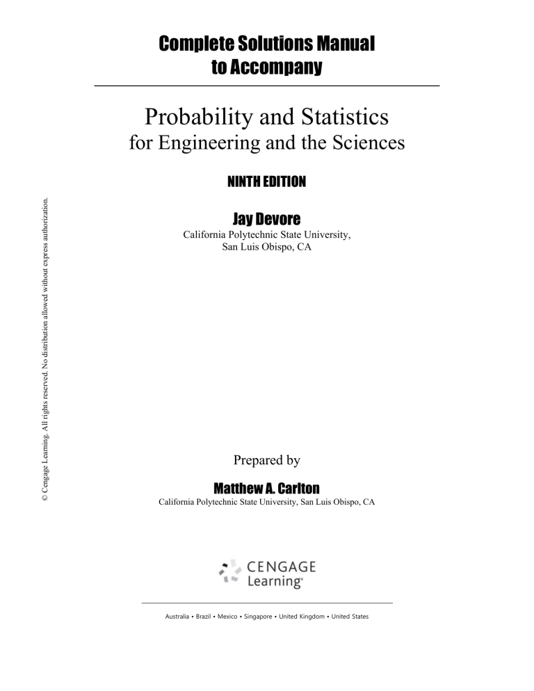 (Solution Manual)Probability And Statistics For Engineering And The ...