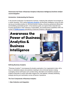 Awareness the Power of Business Analytics & Business Intelligence