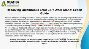 Simple Guide To Resolve QuickBooks Error 3371 After Cloning