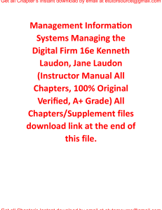 Management Information Systems Managing the Digital Firm 16e Kenneth Laudon, Jane Laudon