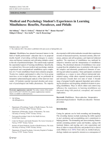 Medical and Psychology Student’s Experiences in Learning Mindfulness- Benefits, Paradoxes, and Pitfalls