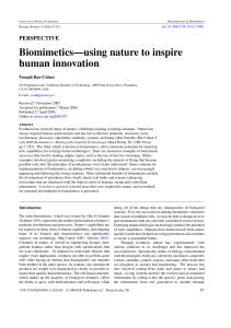 Bar-Cohen, 2006, Biomimetics using nature to inspire human innovation