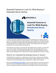 Essential Features to Look For While Buying A dedicated Server Sydney