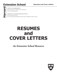 Resumes and Cover Letters from Harvard University 
