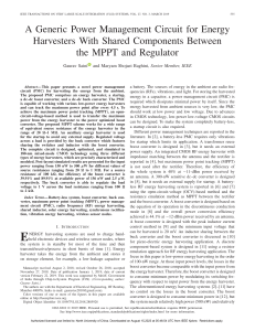A Generic Power Management Circuit for Energy Harvesters With Shared Components Between the MPPT and Regulator