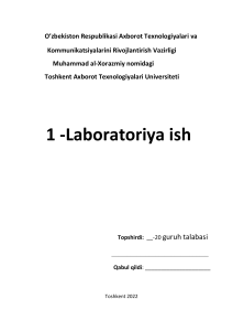 1 -laboratoriya ish Topshirdi  20 guruh talabasi Qabul qildi (1)