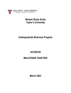 Study guide 2023- Taxation