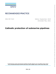 DNV RP F103-2021 Cathodic protection of submarine pipelines