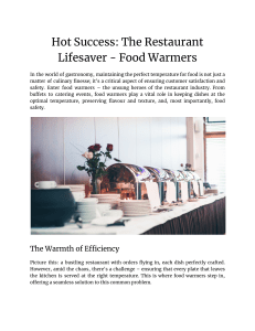 Hot Success  The Restaurant Lifesaver - Food Warmers