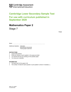Mathematics Stage 7 Sample Paper 2 tcm143-595662