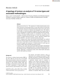 A typology of reviews - an analysis of 14 review types and associated methodologies