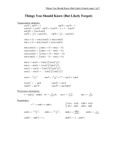 Useful Identities/Calculations to remember for Vector Calculus