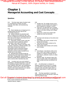 Solutions Manual For Managerial Accounting, 17e Ray Garrison, Eric Noreen, Peter Brewer