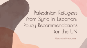 Palestinian Refugees from Syria in Lebanon: UN Policy Recommendations