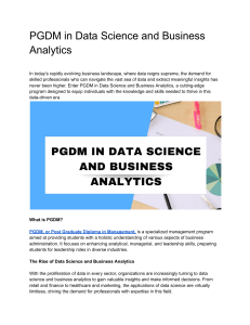 PGDM in Data Science and Business Analytics